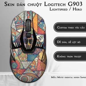Skin dán chuột Logitech G903 mẫu Motif oriental indien Impression sur toile