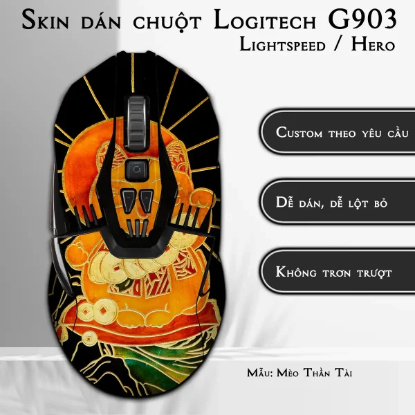 Skin dán chuột Logitech G903 mẫu Mèo Thần Tài