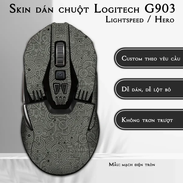 Skin dán chuột Logitech G903 mẫu mạch điện tròn
