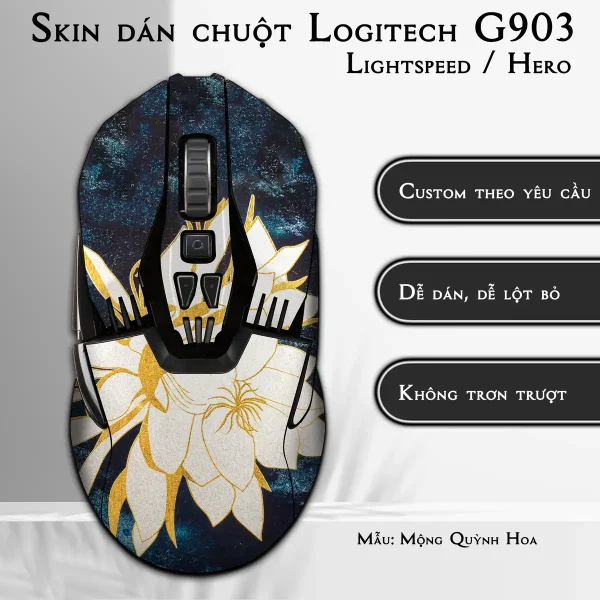 Skin dán chuột Logitech G903 mẫu Mộng Quỳnh Hoa