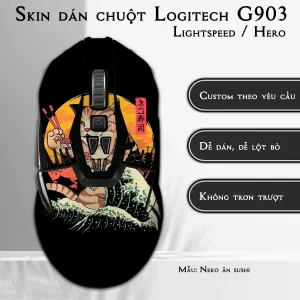 Skin dán chuột Logitech G903 mẫu Neko ăn sushi