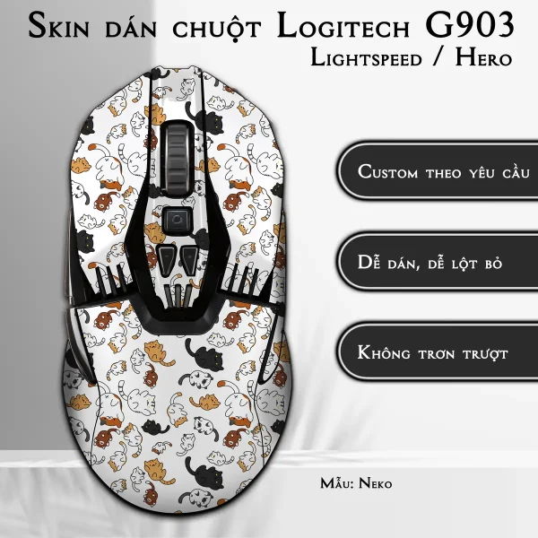 Skin dán chuột Logitech G903 mẫu Neko