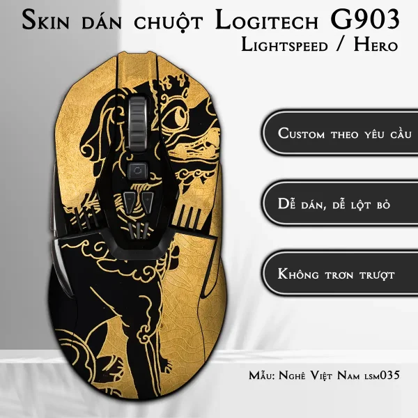 Skin dán chuột Logitech G903 mẫu Nghê Việt Nam lsm035