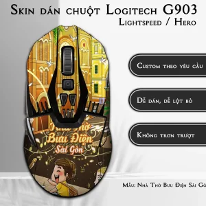 Skin dán chuột Logitech G903 mẫu Nhà Thờ Bưu Điện Sài Gòn Chib008