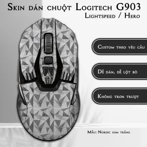 Skin dán chuột Logitech G903 mẫu Nordic xám trắng