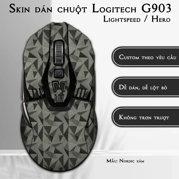 Skin dán chuột Logitech G903 mẫu Nordic xám