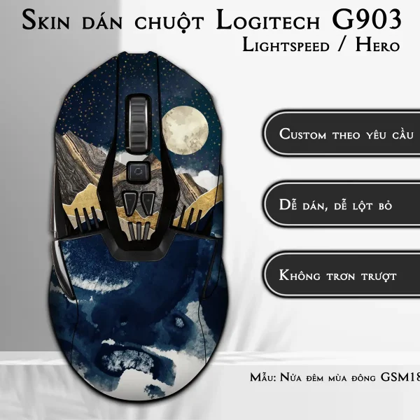 Skin dán chuột Logitech G903 mẫu Nửa đêm mùa đông GSM184