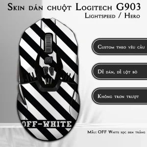 Skin dán chuột Logitech G903 mẫu OFF White sọc đen trắng