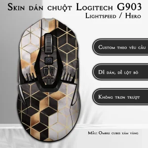 Skin dán chuột Logitech G903 mẫu Ombre cubes xám vàng