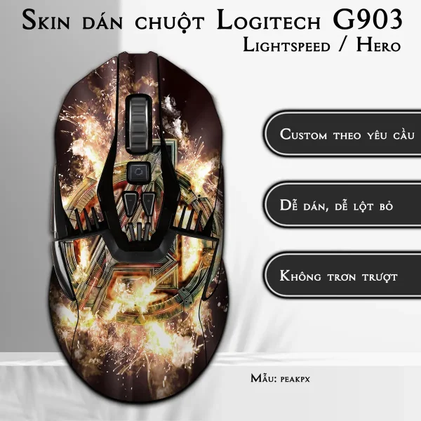 Skin dán chuột Logitech G903 mẫu peakpx