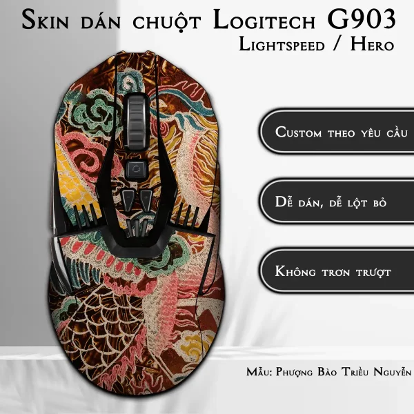 Skin dán chuột Logitech G903 mẫu Phượng Bào Triều Nguyễn lsm040