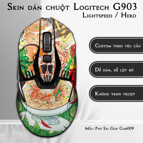 Skin dán chuột Logitech G903 mẫu Phở Sài Gòn Chib009