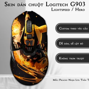 Skin dán chuột Logitech G903 mẫu Pikachu Ngọn Lửa Thần Tốc