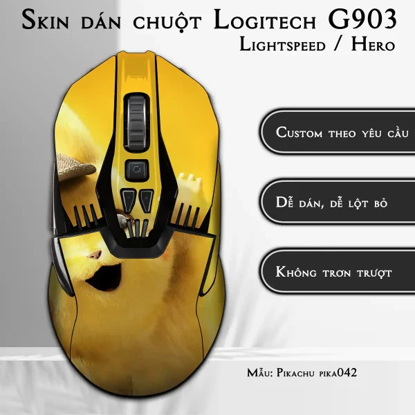 Skin dán chuột Logitech G903 mẫu Pikachu pika042