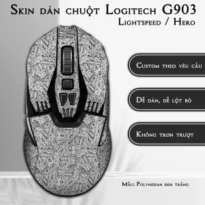 Skin dán chuột Logitech G903 mẫu Polynesian đen trắng
