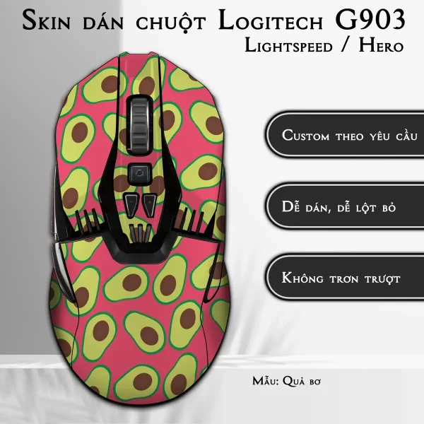 Skin dán chuột Logitech G903 mẫu Quả bơ