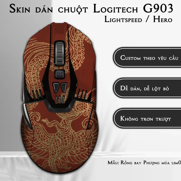 Skin dán chuột Logitech G903 mẫu Rồng bay Phượng múa lsm042