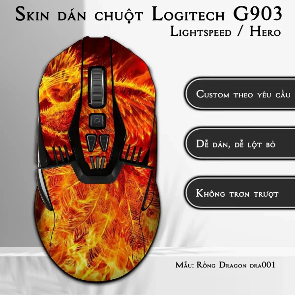 Skin dán chuột Logitech G903 mẫu Rồng Dragon dra001