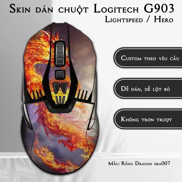Skin dán chuột Logitech G903 mẫu Rồng Dragon dra007