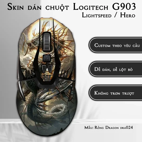 Skin dán chuột Logitech G903 mẫu Rồng Dragon dra024
