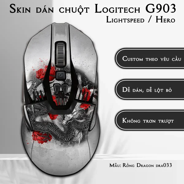 Skin dán chuột Logitech G903 mẫu Rồng Dragon dra033
