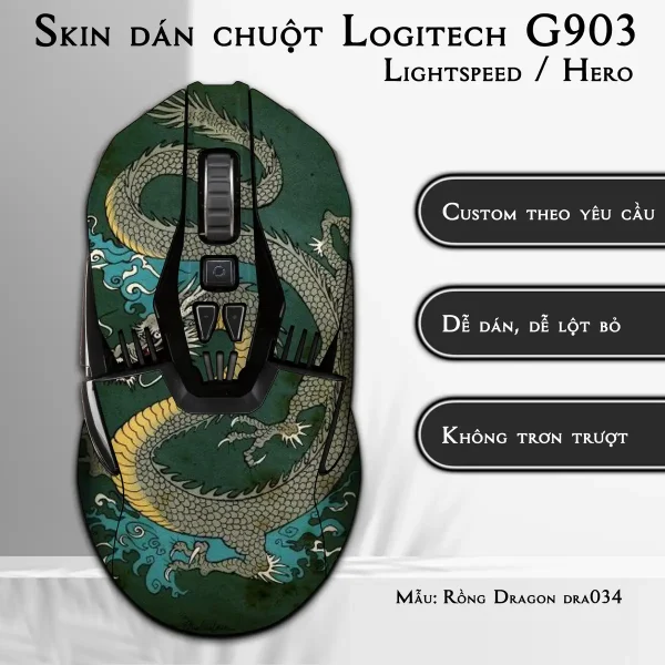 Skin dán chuột Logitech G903 mẫu Rồng Dragon dra034