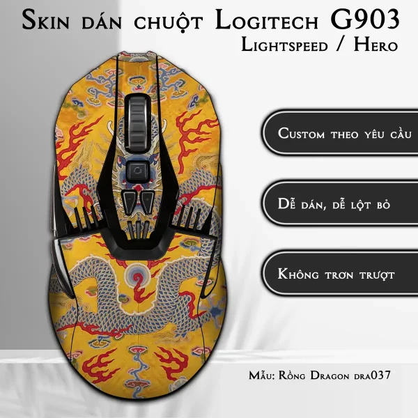 Skin dán chuột Logitech G903 mẫu Rồng Dragon dra037