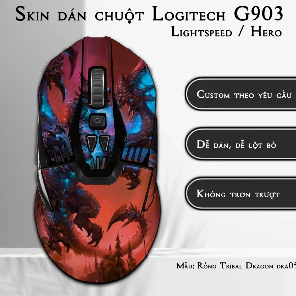 Skin dán chuột Logitech G903 mẫu Rồng Tribal Dragon dra056