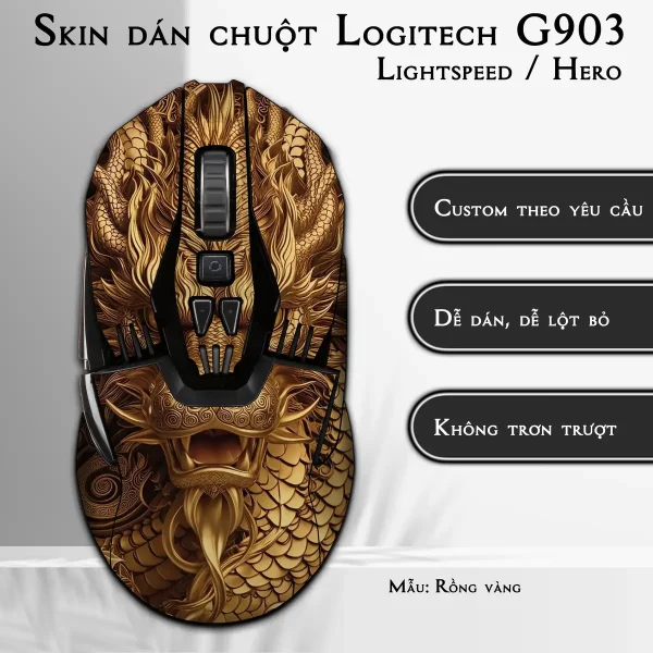 Skin dán chuột Logitech G903 mẫu Rồng vàng
