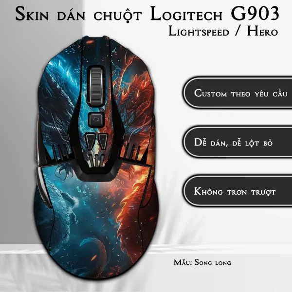 Skin dán chuột Logitech G903 mẫu Song long