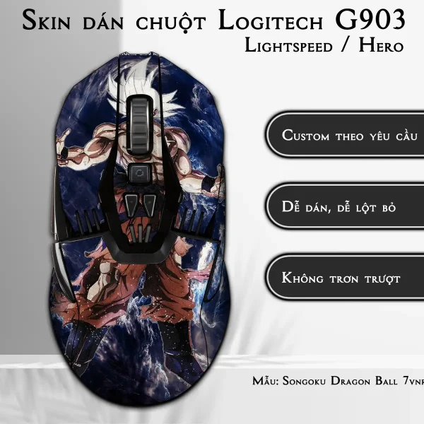 Skin dán chuột Logitech G903 mẫu Songoku Dragon Ball 7vnr004