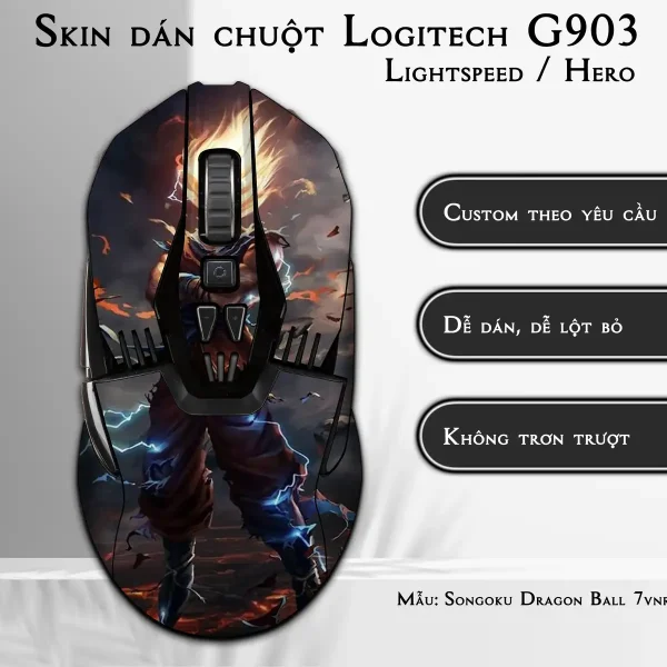 Skin dán chuột Logitech G903 mẫu Songoku Dragon Ball 7vnr007