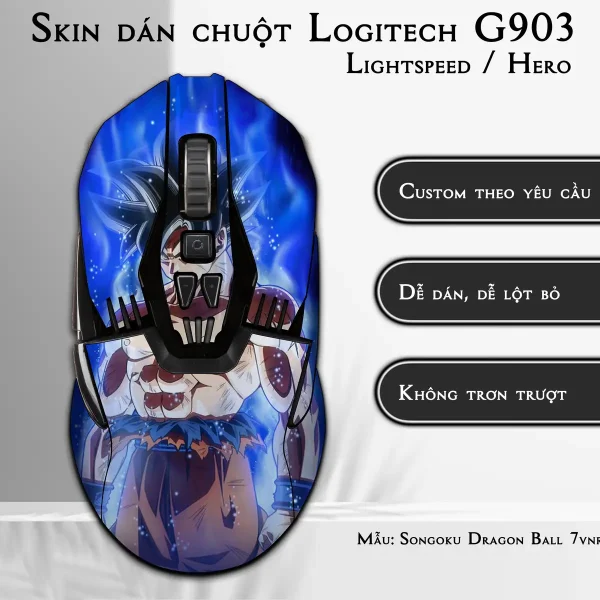Skin dán chuột Logitech G903 mẫu Songoku Dragon Ball 7vnr008