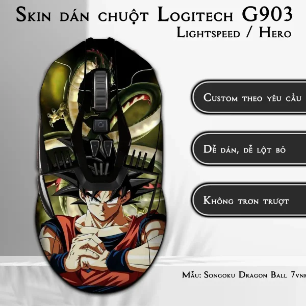 Skin dán chuột Logitech G903 mẫu Songoku Dragon Ball 7vnr011