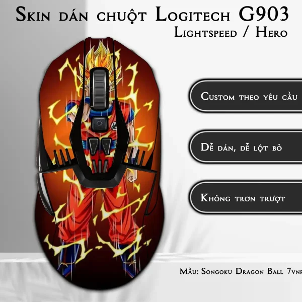 Skin dán chuột Logitech G903 mẫu Songoku Dragon Ball 7vnr012