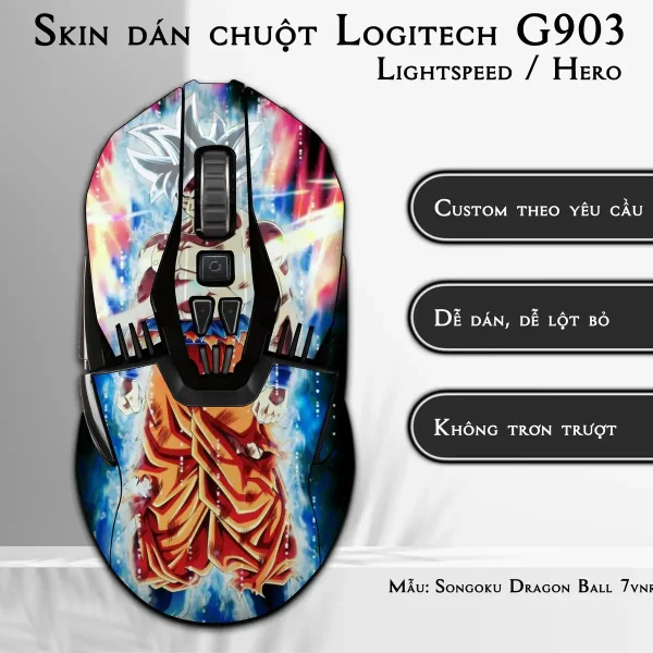 Skin dán chuột Logitech G903 mẫu Songoku Dragon Ball 7vnr013