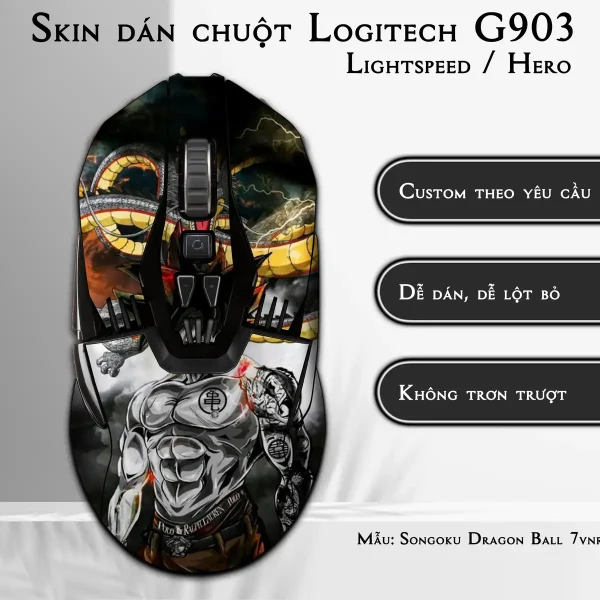 Skin dán chuột Logitech G903 mẫu Songoku Dragon Ball 7vnr014