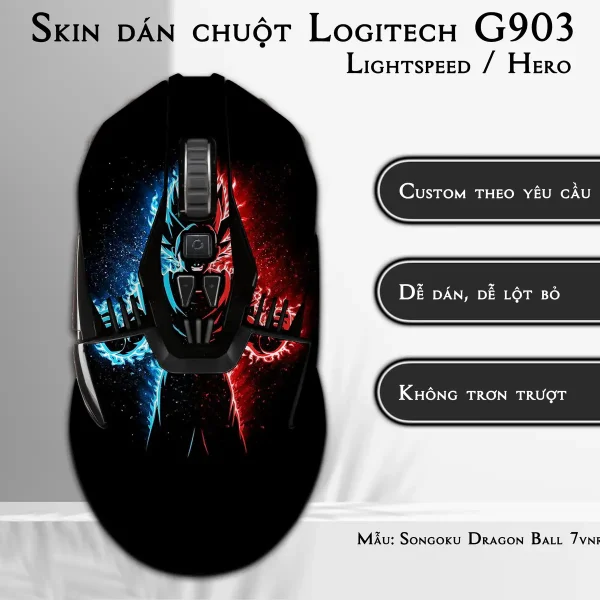 Skin dán chuột Logitech G903 mẫu Songoku Dragon Ball 7vnr020