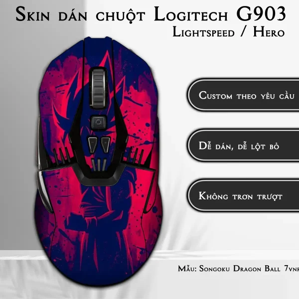 Skin dán chuột Logitech G903 mẫu Songoku Dragon Ball 7vnr023