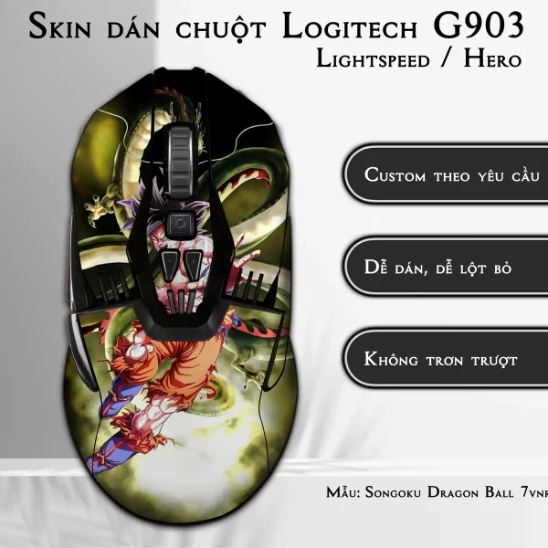 Skin dán chuột Logitech G903 mẫu Songoku Dragon Ball 7vnr034