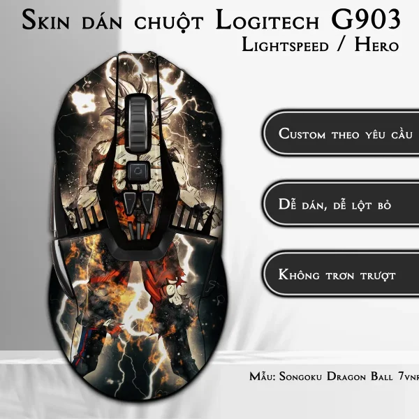 Skin dán chuột Logitech G903 mẫu Songoku Dragon Ball 7vnr037