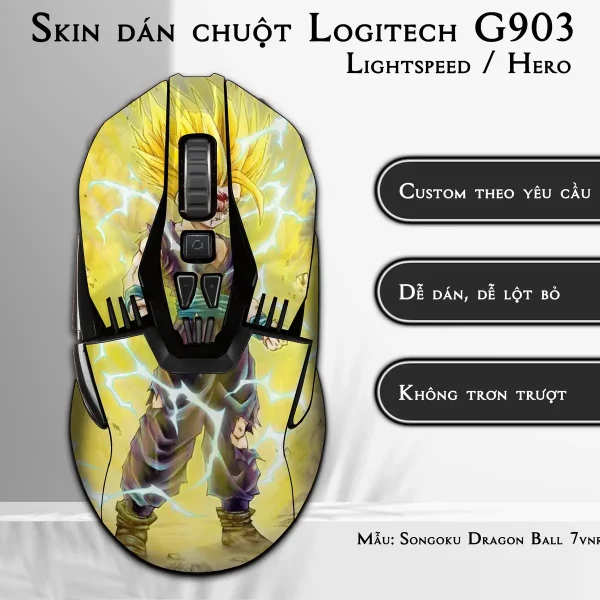 Skin dán chuột Logitech G903 mẫu Songoku Dragon Ball 7vnr038