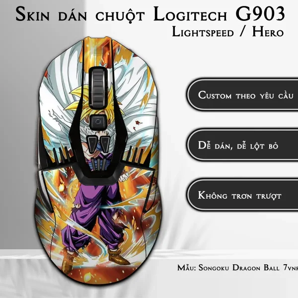 Skin dán chuột Logitech G903 mẫu Songoku Dragon Ball 7vnr040
