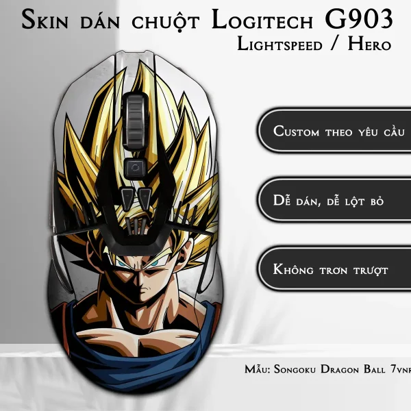 Skin dán chuột Logitech G903 mẫu Songoku Dragon Ball 7vnr103