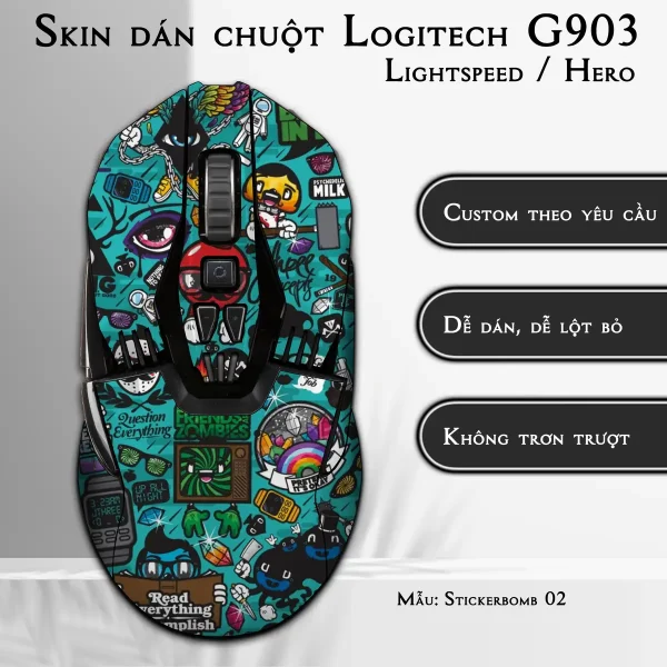 Skin dán chuột Logitech G903 mẫu Stickerbomb 02