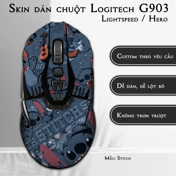 Skin dán chuột Logitech G903 mẫu Stitch