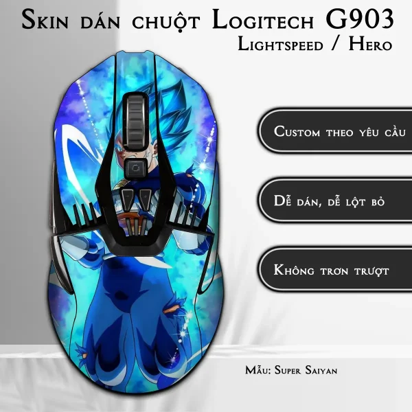 Skin dán chuột Logitech G903 mẫu Super Saiyan