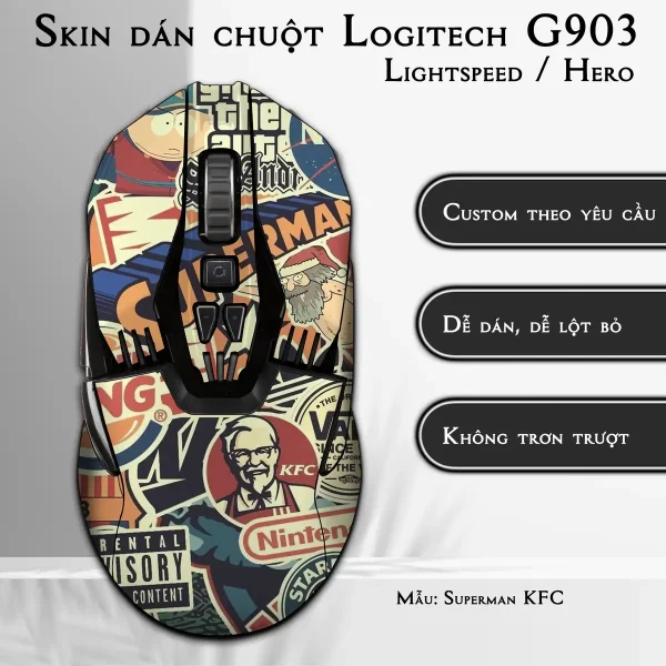 Skin dán chuột Logitech G903 mẫu Superman KFC