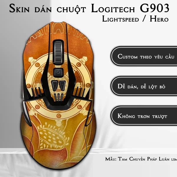 Skin dán chuột Logitech G903 mẫu Tam Chuyển Pháp Luân lsm067