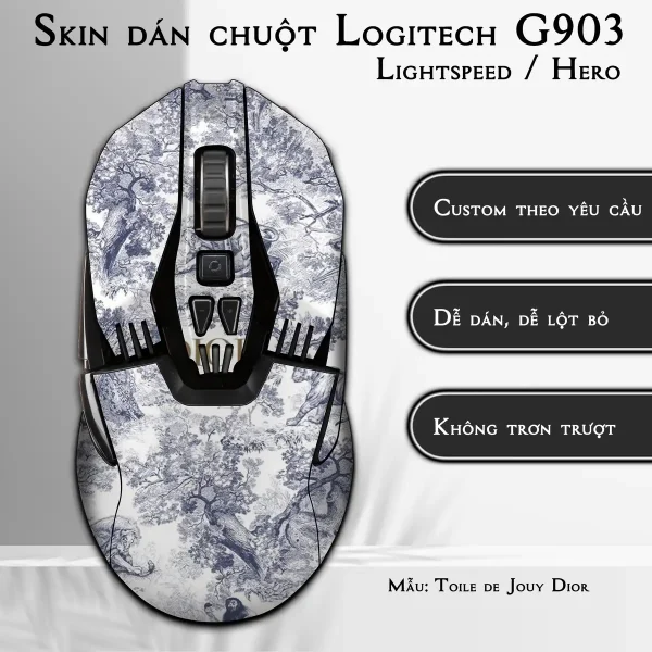 Skin dán chuột Logitech G903 mẫu Toile de Jouy Dior